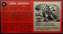 Load image into Gallery viewer, 1964-65 Topps Tall Boy Hockey Card #69 George Armstrong Toronto Maple Leafs