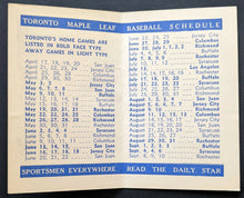 Load image into Gallery viewer, 1961 Toronto Maple Leaf Baseball Team Pocket Schedule Toronto Daily Star Version