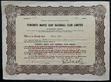 Load image into Gallery viewer, Toronto Maple Leaf Baseball Jack Kent Cooke Autographed Stock Certificate JSA