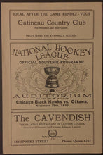 Load image into Gallery viewer, 1930 Ottawa Auditorium NHL Hockey Scorecard Program Senators vs Blackhawks