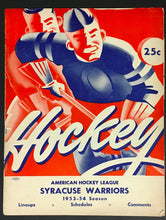 Load image into Gallery viewer, 1953-54 Syracuse Warriors American Hockey League Program Last Season Bisons AHL