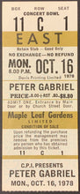 Load image into Gallery viewer, 1978 Maple Leaf Gardens Peter Gabriel Concert Ticket Crease Free Vintage Music