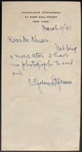 Load image into Gallery viewer, 1941 Vilhjalmur Stefansson Signed Message Memo Sheet Autographed Arctic Explorer