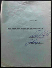 Load image into Gallery viewer, Doug Favell + Maple Leafs GM Jim Gregory Signed Autographed Player Document
