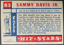 Load image into Gallery viewer, 1957 Topps Hit Stars Trading Card Sammy Davis Jr. #83 Non Sports Vintage Music