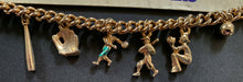 Load image into Gallery viewer, Vintage Baseball Novelty Charm Bracelet c1950 + Original Backing Board Sports
