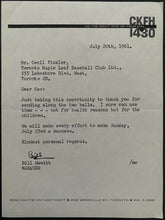 Load image into Gallery viewer, 1961 Bill Hewitt Signed Letter Addressed to Toronto Maple Leafs Baseball Club