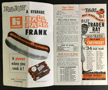 Load image into Gallery viewer, 1965 MLB Baseball Detroit Tigers Program vs Kansas City Royals Tiger Stadium