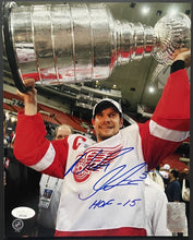 Load image into Gallery viewer, Nicklas Lidstrom Autographed NHL Hockey Stanley Cup Photo HOF 15 Inscribed JSA