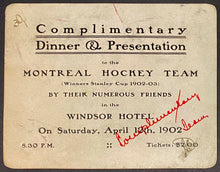 Load image into Gallery viewer, 1902 Vintage Montreal Hockey Club Archie Hooper Photo and Dinner Invitation