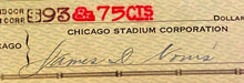 Load image into Gallery viewer, James D Norris Signed Autographed Check Chicago Stadium Blackhawks NHL Hockey