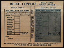 Load image into Gallery viewer, 1932 British Consols NHL Hockey Contest Entry Form Unused Vintage Old Rare