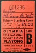 Load image into Gallery viewer, 1964 Olympia Stadium Stanley Cup Semi Finals Game B Ticket Chicago vs Red Wings