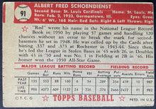 Load image into Gallery viewer, 1952 Topps Baseball Al Schoendienst #91 St. Louis Cardinals MLB Card Vintage