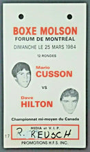 Load image into Gallery viewer, 1984 Montreal Boxing Media Credentials Cusson Hilton Original Press Pass Vintage