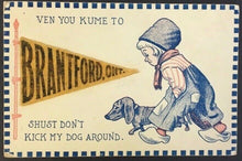 Load image into Gallery viewer, 1919 Brantford Ontario Canada Postcard Pennant Postmarked Waterford + Flesherton