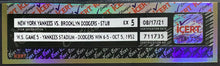 Load image into Gallery viewer, 1952 World Series Ticket Game 5 Yankee Stadium Yankees vs Dodgers EX 5 iCert
