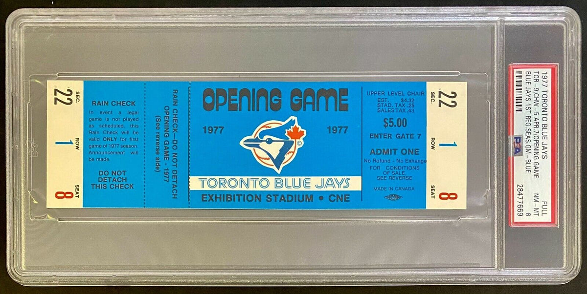 1977 MLB Baseball Toronto Blue Jays 1st Game Dark Blue Ticket PSA
