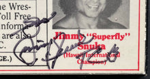 Load image into Gallery viewer, 1988 Pro Wrestling Poster Signed Sgt. Slaughter Iron Sheik Jimmy Snuka JSA VTG
