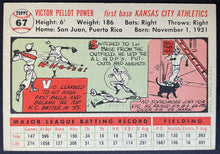 Load image into Gallery viewer, 1956 Topps Baseball Vic Power #67 Kansas City Athletics MLB Card Vintage