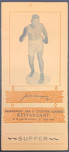 Load image into Gallery viewer, 1930's Jack Dempsey Restaurant Menu From Broadway Bar + Cocktail Lounge Boxing