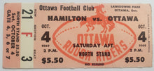 Load image into Gallery viewer, 1969 Lansdowne Park Ottawa Hamilton Tiger Cats v Ottawa Rough Riders CFL Ticket