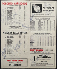 Load image into Gallery viewer, 1969 MLG Jr A Hockey Signed x11 Program Niagara Flyers vs Toronto Marlboros Auto