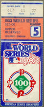 Load image into Gallery viewer, 1983 World Series Baseball Ticket Game 5 Phillies vs Orioles icert Authentic