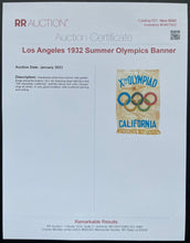 Load image into Gallery viewer, 1932 Xth Summer Olympics Los Angeles California Original Linen Banner VTG LOA