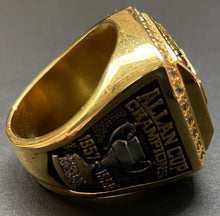 Load image into Gallery viewer, 1958 Whitby Dunlops World Champion 18 Carat Gold Plated Size 10 Replica Ring