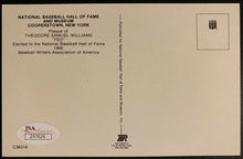 Load image into Gallery viewer, MLB Baseball Ted Williams Signed Hall of Fame Plaque Postcard Autographed JSA