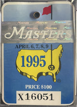 Load image into Gallery viewer, 1995 The Masters PGA Golf Tournament Badge Ticket Tiger Woods Debut PSA
