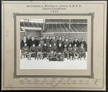 Load image into Gallery viewer, 1926 Rugby Cabinet Photo Kitchener + Waterloo Junior O.R.F.U. Group Champions