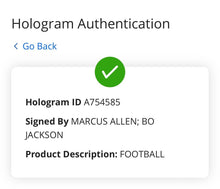 Load image into Gallery viewer, Bo Jackson Marcus Allen Oakland Raiders Signed Football Fanatics NFL HOF