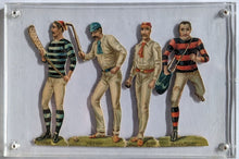 Load image into Gallery viewer, C Late 1800's Sports Cutouts in Screwdown Hockey Lacrosse Vintage Historical