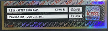 Load image into Gallery viewer, 1986 R.E.M. After Show Pass Pageantry Concert Tour U.S. iCert Vintage Music