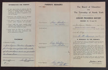 Load image into Gallery viewer, 1962 Tim Horton Signed x3 School Report Card Toronto Maple Leafs NHL LOA JSA HOF