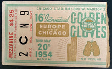 Load image into Gallery viewer, 1954 Vintage Boxing Ticket Stub 16th International Golden Gloves Chicago Stadium