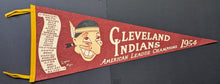 Load image into Gallery viewer, 1954 Cleveland Indians American League Champions Roster Full Size Pennant MLB