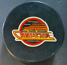 Load image into Gallery viewer, Vancouver Canucks InGlasCo NHL Hockey Official Game Puck Mid 1980's Variation