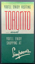 Load image into Gallery viewer, 1950 Simpsons Department Store Toronto Fold Out Map Vintage Advertising Old