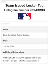 Load image into Gallery viewer, Christian Vazquez Boston Red Sox Game-Used Cardstock Locker Name Plate MLB Holo
