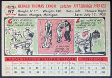 Load image into Gallery viewer, 1956 Topps Baseball Jerry Lynch #97 Pittsburgh Pirates MLB Card Vintage
