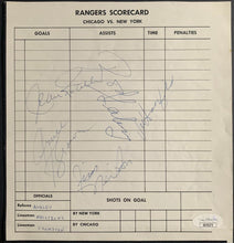 Load image into Gallery viewer, 1965-66 Scorecard Signed x5 New York Rangers Autographed Ratelle Hadfield++ JSA