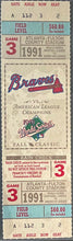 Load image into Gallery viewer, 1991 World Series Game 3 Full Ticket Atlanta Braves vs Minnesota icert NM 7
