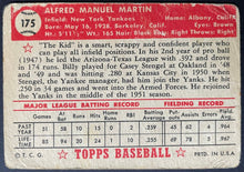 Load image into Gallery viewer, 1952 Topps Baseball #175 Billy Martin Vintage MLB Card New York Yankees