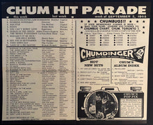 Load image into Gallery viewer, Rare Chum Radio Survey Error Chart x2 Sept 1966 Vintage Beatles #1 Donovan #2