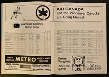 Load image into Gallery viewer, 1971 NHL Hockey Program Vancouver Canucks vs Toronto Maple Leafs Inaugural Year