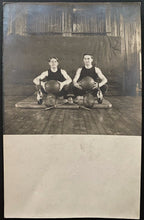 Load image into Gallery viewer, Circa 1900 Postcard Athletes With Various Gym Equipment Vintage Historical