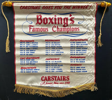 Load image into Gallery viewer, 1952 Vintage Carstairs Whiskey Promotional Boxing Banner Listing Champions